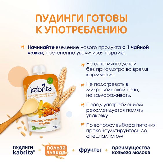 Kabrita<r></r> Мультизлаковый пудинг с облепихой