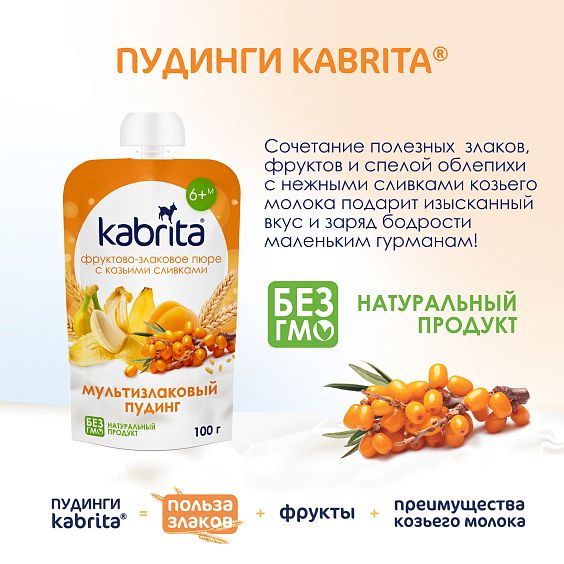 Kabrita<r></r> Мультизлаковый пудинг с облепихой